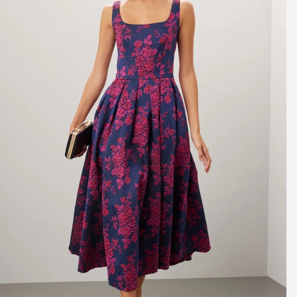 Leena for Mac Duggal Floral Brocade Dress